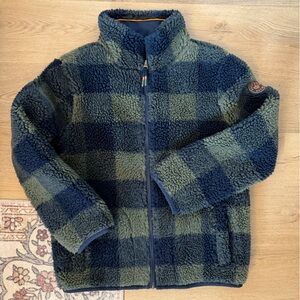 fat face young crew kids 10/11 full zip sherpa fleece jacket